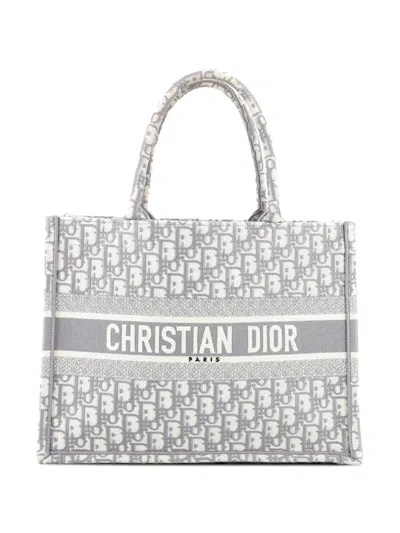 Pre-owned Dior Book Oblique Canvas Medium Tote Bag In Gray