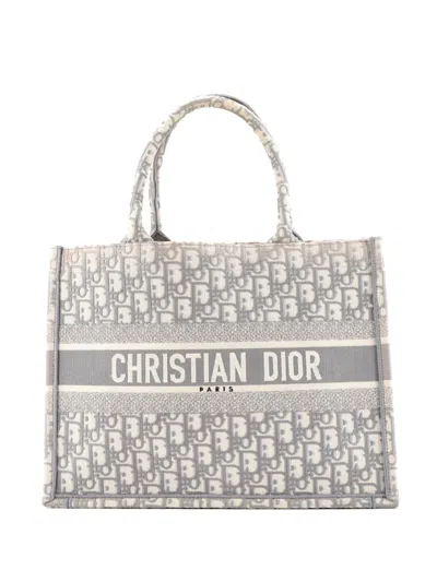 Pre-owned Dior Book Oblique Canvas Medium Tote Bag In Gray