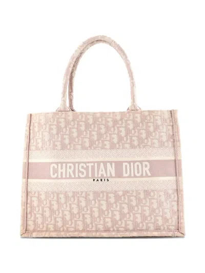 Pre-owned Dior Book Oblique Canvas Medium Tote Bag In Pink
