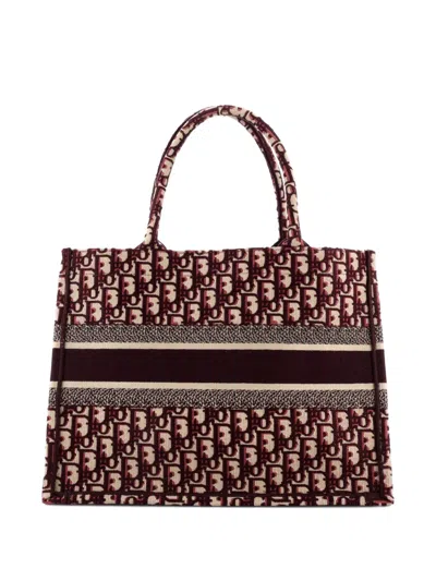 Pre-owned Dior Book Oblique Canvas Medium Tote Bag In Red