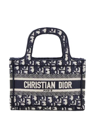 Pre-owned Dior Book Oblique Canvas Mini Tote Bag In Blue