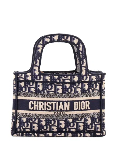 Pre-owned Dior Book Oblique Canvas Mini Tote Bag In Blue