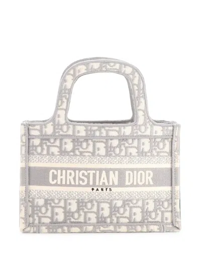 Pre-owned Dior Book Oblique Canvas Mini Tote Bag In Grey