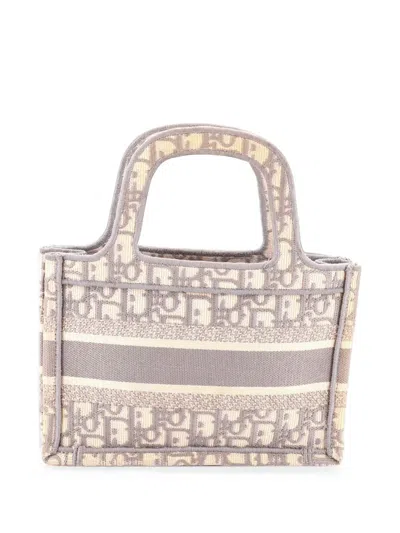 Pre-owned Dior Book Oblique Canvas Mini Tote Bag In Grey