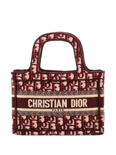 Pre-owned Dior Book Oblique Canvas Mini Tote Bag In Red