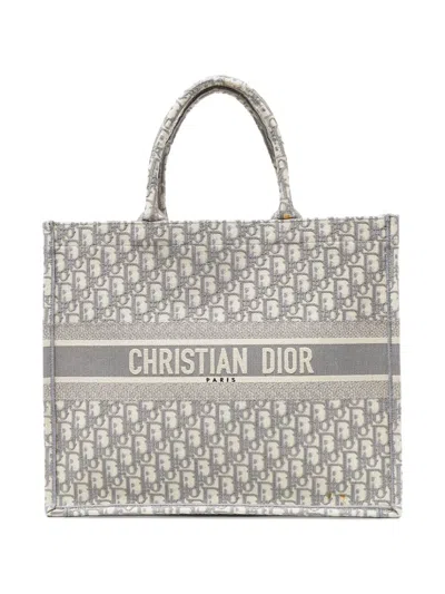 Pre-owned Dior Book Oblique Tote Bag In Gray