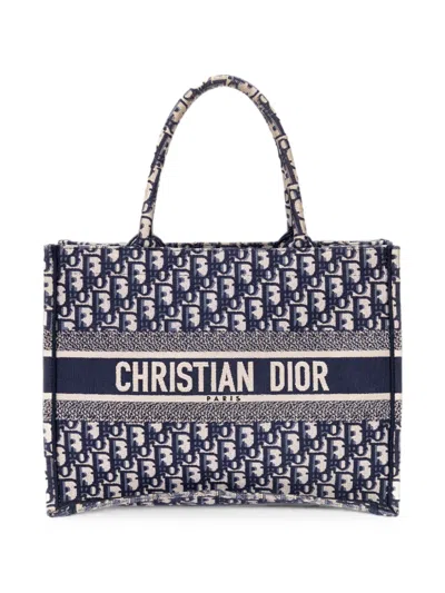 Pre-owned Dior Book Oblique Tote Bag In Blue