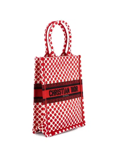 Pre-owned Dior Book Printed Canvas Vertical Tote Bag In Red