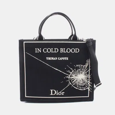 Pre-owned Dior Book Tote Black Embroidered Canvas Top Handle Bag