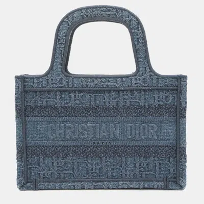 Pre-owned Dior Book Tote Blue Canvas Size Mini