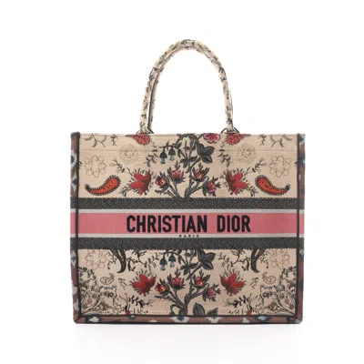 Dior Book Tote Book Tote Handbag Tote Bag Embroidery Canvas Beige Multicolor