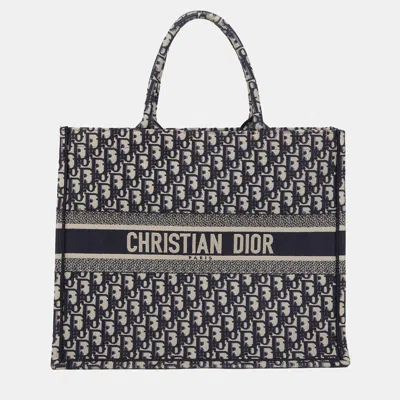 Pre-owned Dior Book Tote Large Blue Canvas Tote Bag