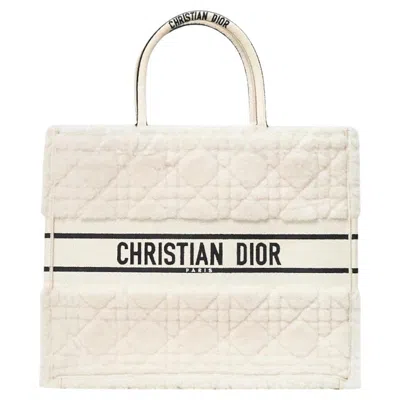 Pre-owned Dior Book Tote Large Sheepskin Cannage Ecru In Brown