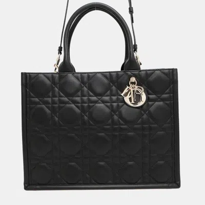 Pre-owned Dior Book Tote Medium Black Leather Tote Bag