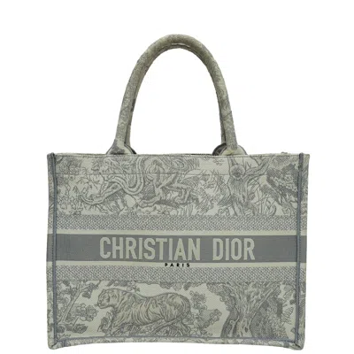 Dior Book Tote Toile De Jouy Medium Bag In Grey