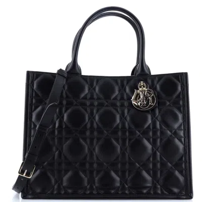Dior Lady  Bag Cannage Quilt Lambskin Large In Black