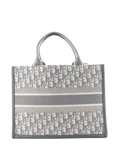 Pre-owned Dior Book With Strap Oblique Canvas Medium Tote Bag In Gray