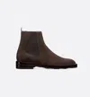 Dior Suede Round Toe Boots With Stacked Heel In Brown