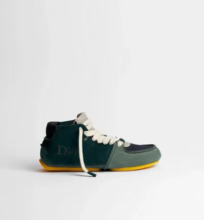 Dior Roadie Lace-up Boot In Suede In Green