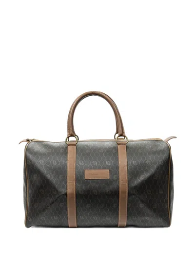 Pre-owned Dior Boston Honeycomb-pattern Luggage In Brown