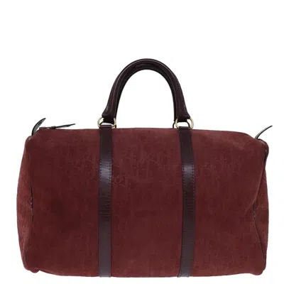 Dior Boston Red White Gold Travel Bag () In Brown