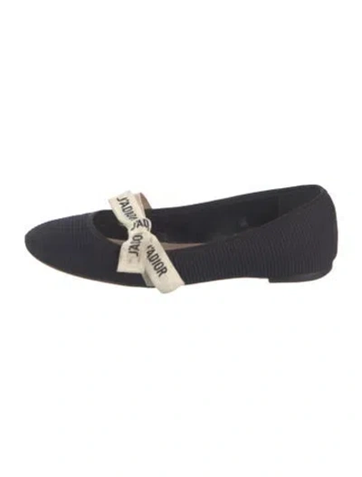 Pre-owned Dior Bow Accents Ballet Flats In Black