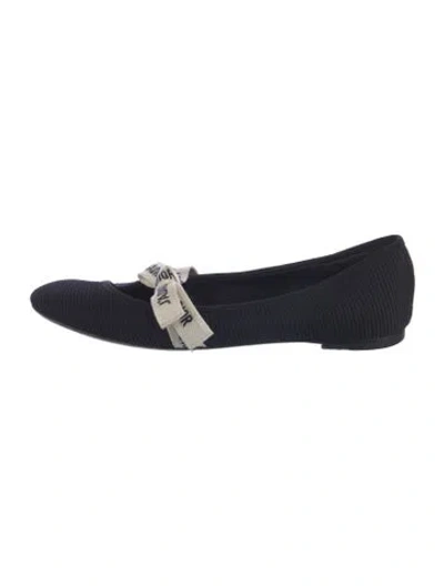 Pre-owned Dior Bow Accents Ballet Flats In Blue