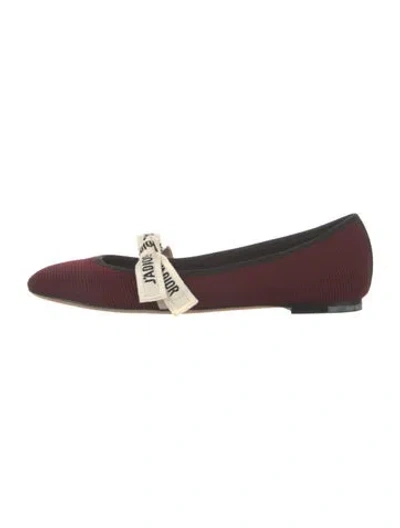 Pre-owned Dior Bow Accents Ballet Flats In Burgundy
