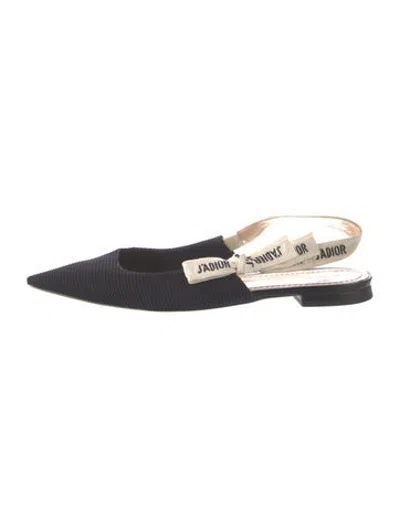 Pre-owned Dior Bow Accents Flats In Black