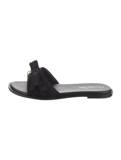 Pre-owned Dior Bow Accents Slides In Black