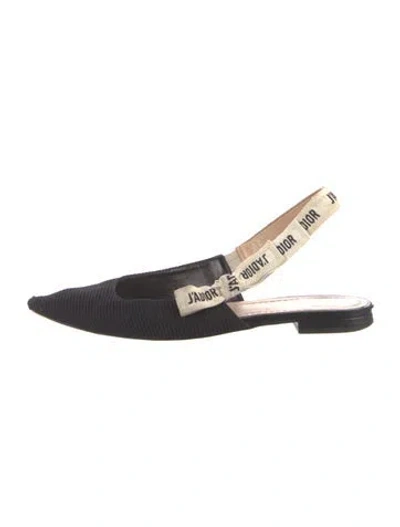 Pre-owned Dior Bow Accents Slingback Flats In Black