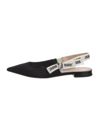 Pre-owned Dior Bow Accents Slingback Flats In Black