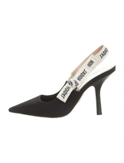Pre-owned Dior Bow Accents Slingback Flats In Black