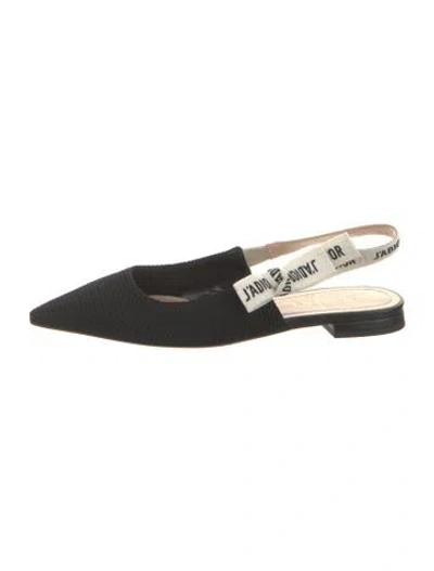 Pre-owned Dior Bow Accents Slingback Flats In Black