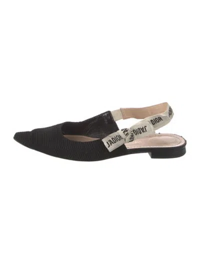 Pre-owned Dior Bow Accents Slingback Flats In Black