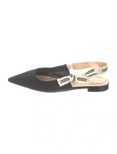 Pre-owned Dior Bow Accents Slingback Flats In Black/white