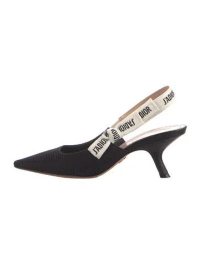 Pre-owned Dior Bow Accents Slingback Pumps In Black