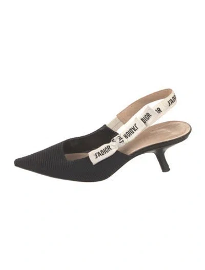 Pre-owned Dior Bow Accents Slingback Pumps In Black