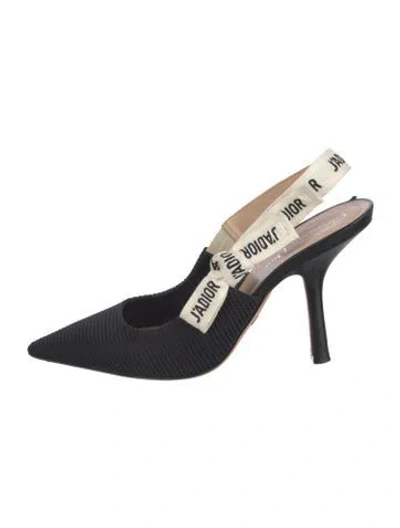 Pre-owned Dior Bow Accents Slingback Pumps In Black