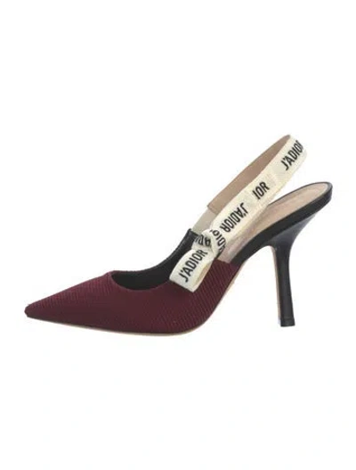 Pre-owned Dior Bow Accents Slingback Pumps In Burgundy