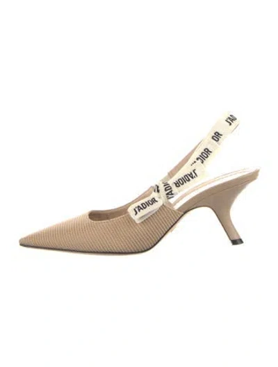 Pre-owned Dior Bow Accents Slingback Pumps In Neutral