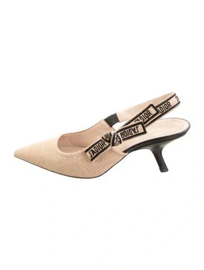 Pre-owned Dior Bow Accents Slingback Pumps In Neutrals