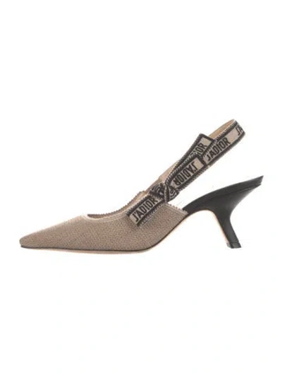 Pre-owned Dior Bow Accents Slingback Pumps In Neutrals