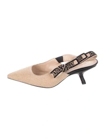 Pre-owned Dior Bow Accents Slingback Pumps In Neutrals