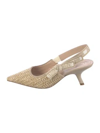 Pre-owned Dior Bow Accents Slingback Pumps In Neutrals