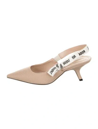 Pre-owned Dior Bow Accents Slingback Pumps In Neutrals