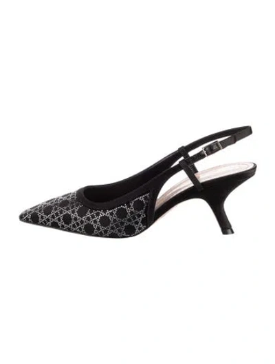 Pre-owned Dior Bow Accents Slingback Pumps W/ Tags In Black