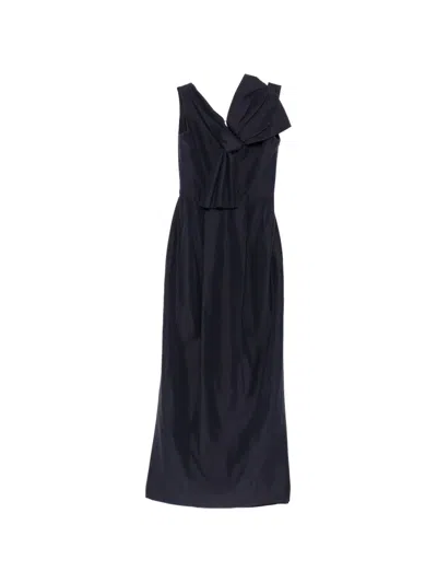 Pre-owned Dior Bow Detail Maxi Dress In Blue