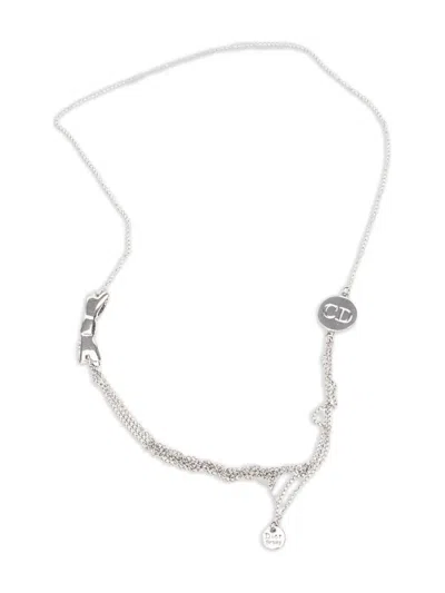 Pre-owned Dior Bow-detail Necklace In Silver