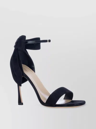 Dior Bow Detail Open Toe Suede Finish Sandals In Black